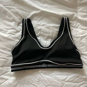 ALO Yoga Black and White Airbrush Heart Throb Bra